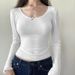 Women's Slim Fit Long Sleeved Top Solid Color with Small Flower Lace Trim Collar Chest Amazon Early Autumn New Arrival_ecoleips.com