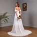 Women's Clothing Double Shoulder Lace Chiffon Splicing Wedding Dress_ecoleips.com