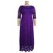 Plus Size Women's New Evening Dress Long Skirt Hollow Short Sleeve Lace Pocket Dress_ecoleips.com