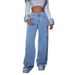 Y2K High-Waisted Bowknot Jeans – American Retro Washed Denim Pants (XS-XL, Light/Dark Blue)_ecoleips.com
