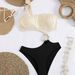 Women's One-Shoulder One-Piece Swimsuit – Sexy Cutout Design With Metallic Accents, High-Stretch Polyester Blend, White (Sizes S-Xl)_ecoleips.com