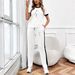 Women's Clothing Women's Artistic Cat Print Pants Set Commuter Style Simple Line Loose Fitting Comfortable Short Sleeve_ecoleips.com