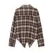 Aria Basics Aria Basics Cross-border European And American Women's Clothing, Popular On , Plaid Ruffled Long-sleeve Casual Shirt With_ecoleips.com