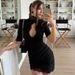 Talenza Women Black Lace Dress Vintage Sexy Hollow Out Lace Patchwork Mini Dress New High-Waisted Hot Girl Party Dress Vestidos_ecoleips.com