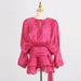 Women's Clothing Puff Sleeve Ruffled Short Skirt Pleated Design Mesh Short Dress_ecoleips.com