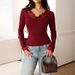 Spring V-Neck Lace Trim Crop Top – Stretch Polyester Bodycon Tee For Streetwear & Office Chic (Black, White, Brown, Wine Red, Dark Grey, Sizes S-L)_ecoleips.com