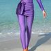 Women's Clothing Solid Color Lace Up Hip Skirt Long Sleeved Round Neck High Waist Short Dress Muslim Swimsuit Female_ecoleips.com