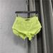 Low Waisted Pink Denim Shorts for Women Summer 2026 Style Exposed Pockets Wide Leg a Line Hot Pants Hot Girl Look_ecoleips.com
