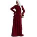 Elegant Long Sleeve Maxi Dress With Scarf Neckline - Flowy A-Line Silhouette, Soft Poly-Cotton Blend, Comfortable & Stylish For Women_ecoleips.com
