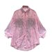 Women's Clothing Versatile Long Sleeved Shirt Female Celebrity High End Beaded Sequined Thin Lantern Sleeve Shirt Loose Casual Top_ecoleips.com