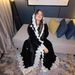 Elegant Black Lace Three-Piece Evening Gown Set – Long Sleeve Mermaid Dress With Detachable Cape (S-XXL, Velvet Blend)_ecoleips.com