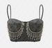 Women Glitter Rhinestone Tassel Cami Crop Top Spaghetti Strap Sweetheart Bustier Nightclub Party Y2K Corset Camisole_ecoleips.com