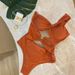 Women's One Shoulder Twisted Swimsuit Steel Bra Gathered Hollowed Out Metal Buckle Solid Color One Piece_ecoleips.com
