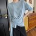 Green Sunscreen Hoodie Women's Summer 2025 New Loose Design Binding Long Sleeve T-shirt Knitted Outerwear Top_ecoleips.com