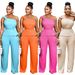 Women's Sleeveless Top & Wide-Leg Pants Set – Breathable Polyester-Blend Lounge To Office Outfit – Stretchy Comfort For Summer_ecoleips.com