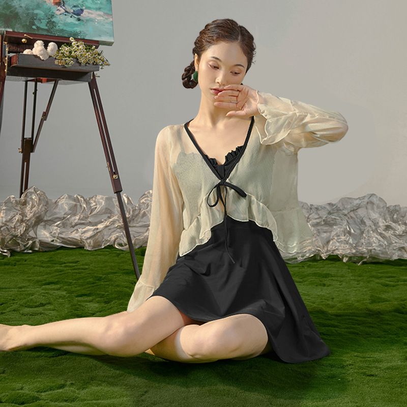 New Women's Conservative Slimming Swimsuit Hot Selling Item Super Fairy Style Long Sleeve Perfect For Hot Springs_ecoleips.com
