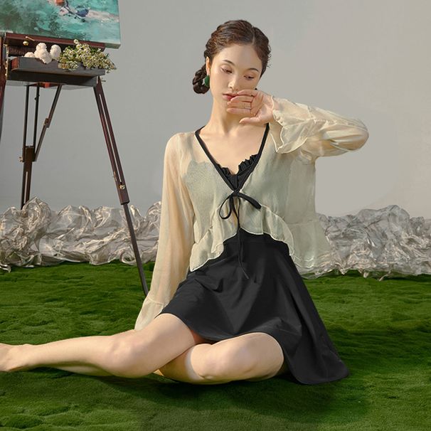 New Women's Conservative Slimming Swimsuit Hot Selling Item Super Fairy Style Long Sleeve Perfect For Hot Springs_ecoleips.com