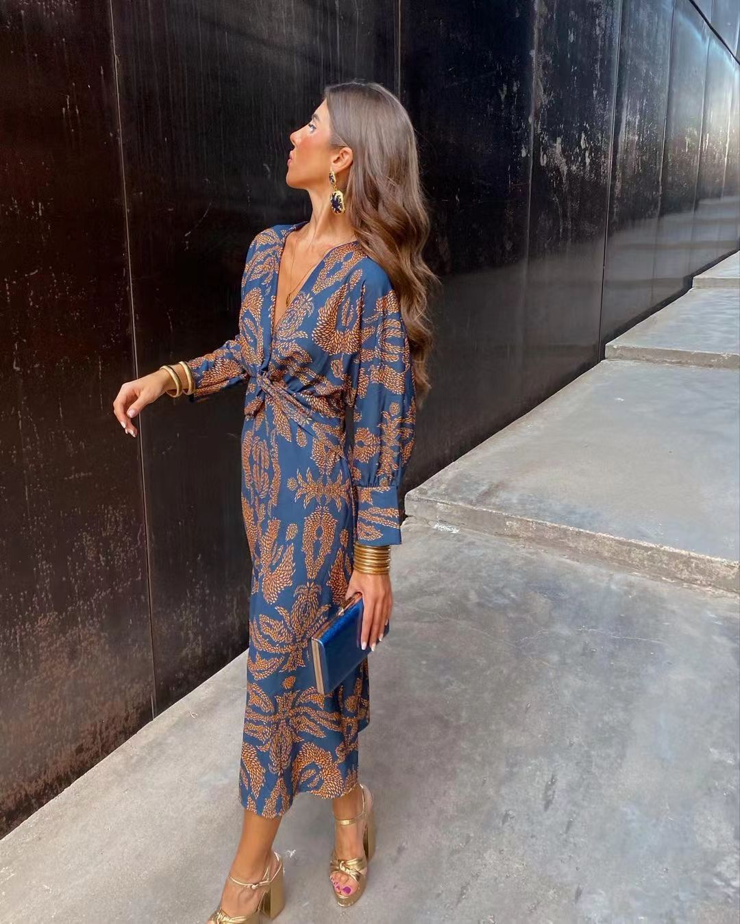 Women's Printed Summer Dress Autumn Fashion Regular Size Clothing_ecoleips.com
