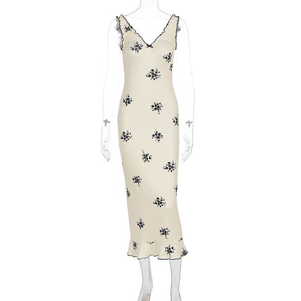 French Style Pure Desire Bow V Neck Strap Dress Women's Slim Bodycon Dress Summer Elegant Party Night Out Dress_ecoleips.com