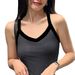 European And American Style Color-blocking V-neck Camisole For Women, High Elasticity, Quick-drying, Slim-fit Yoga Top_ecoleips.com