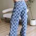 Women's High-Waisted Wide-Leg Checkered Print Casual Pants Loose Fit Autumn Fashion European American Style Jeans_ecoleips.com