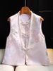 Women's retro jacquard brocade vest vest new Chinese style buttoned jacket waistcoat_ecoleips.com