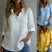 Women's Loose Casual Retro Floral Embroidery Ruffled Long Sleeved Shirt Button up Top European American Style_ecoleips.com