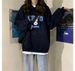 letter Print Hooded Oversized American Street Style Sweatshirt For Women, Autumn And Winter, Fleece-lined,_ecoleips.com