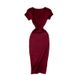 Women's Clothing Tight Slim Square Collar Knitted Dress Short-sleeved Elegant Sexy Spice Girl Hip Long Dress_ecoleips.com