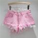 Women's Clothing Design Sense Lace Lace Slim Hot Girl Denim Shorts Female Fashionable Personality Age Reducing High Waist Wide Leg Hot Pants_ecoleips.com