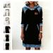 Women's Clothing Contrast Panel Long Sleeve Dress – Sexy Waist-Defining Hooded Midi (S-XXXL, White/Black)_ecoleips.com