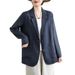 Real Shot Of The New Early Autumn 2025 Cotton-linen Long-sleeve Blazer, Loose-fitting With Patch Pockets, Casual Jacket_ecoleips.com
