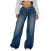 Women's Clothing Retro Blue Women's Jeans Loose Casual Straight Leg Wide Leg Trousers Spring Summer Fashion_ecoleips.com