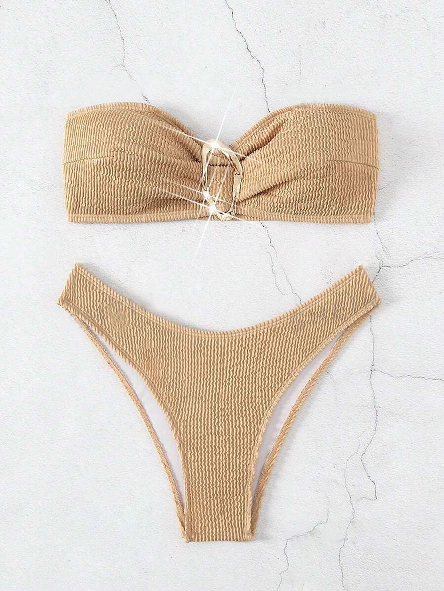 Fashionable Women's Strapless Two Piece Swimsuit 2026 European And American Print Sexy Bikini New Arrivals_ecoleips.com