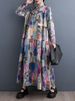 2025 Spring Autumn New Patchwork Vintage Print Dresses For Women Long Sleeve Loose Casual Midi Dress Fashion Elegant Clothing_ecoleips.com
