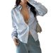 Women's Clothing Hot Girl Style Striped Button Small Shirt_ecoleips.com