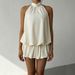 Summer Solid Color Sleeveless Backless Sexy Beach Vacation Style French Dress Women's Clothing_ecoleips.com