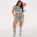 Women's Stretch Denim Two-Piece Set - Fashion Matching Outfit, Casual Leisure Suit_ecoleips.com