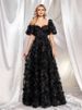 Women's Clothing Evening Dress High End Floral U Neck Evening Dress Short Sleeved Slim Party Banquet Dress For Women_ecoleips.com