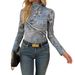 Spring Autumn Paisley Print High Neck Slim Fit Long Sleeve Base Layer Top for Women Hot Girl Style_ecoleips.com