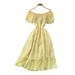 Women's French Style Off-Shoulder Puff Sleeve A-Line Maxi Dress Elegant Slimming Summer Vacation Dress_ecoleips.com