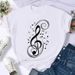 Wholesale Cross-border Clothing, Round-neck Fashion Printed Musical Note Short-sleeve Women's Tops_ecoleips.com
