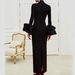 Elegant Stand Collar Long Sleeve Party Dress – Slim Fit Formal Gown For Women (Black/Navy/Deep Green/Rose Red, Sizes S-XL, Custom Colors Available)_ecoleips.com