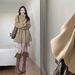 Elegant Khaki Wool Blend Coat For Women – Loose Fit High Neck Long Sleeve Trench Coat With Belt Detail, Korean Style Winter Outerwear_ecoleips.com