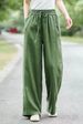 Suitable For All Seasons Wide-Leg 2025 Summer New Fashion Versatile Solid Color Linen Elastic Waist Drawstring Casual Pants For Women_ecoleips.com