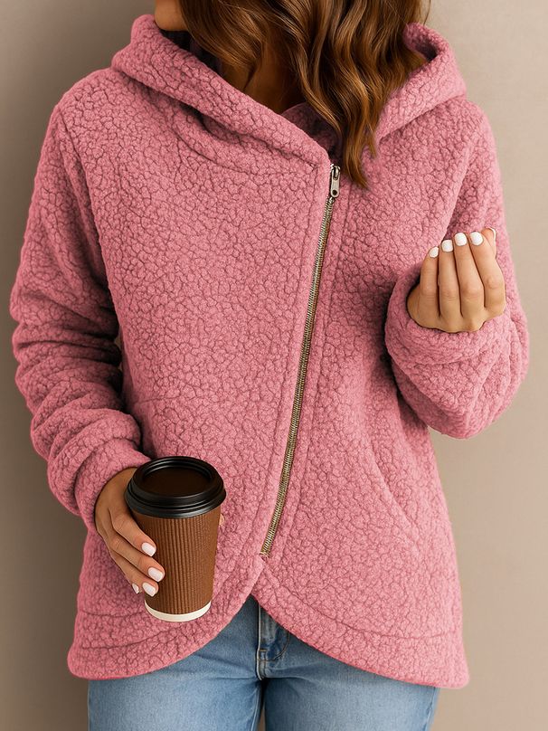 Women’s Fleece-Lined Zip-Up Hoodie – Oversized Long-Sleeve Pullover With Cozy Sherpa Lining (Gray, Blue, Pink, Orange, S-XXXL)_ecoleips.com
