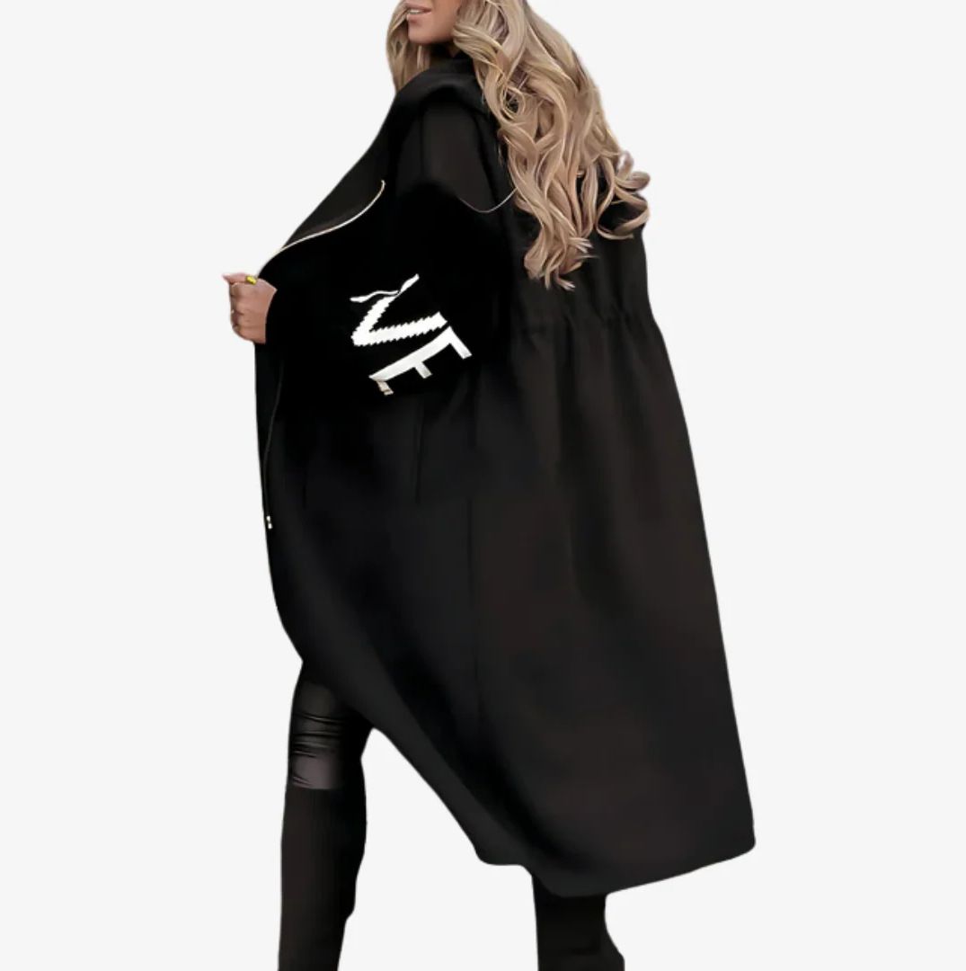 rge collar down jacket with hood and long style for winter, slim waist and knee length thickened women's coat_ecoleips.com