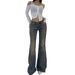 Amazo Europea Ad America Style Ew Vitage Washed Deim Jeas, Slimmig Straight Low-rise Flared Log Pats For_ecoleips.com