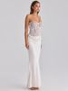 Mozision White Lace Corset Satin Sexy Maxi Dress Women Elegant Strapless Sleeveless Backless Bodycon Club Party Long Dresses_ecoleips.com