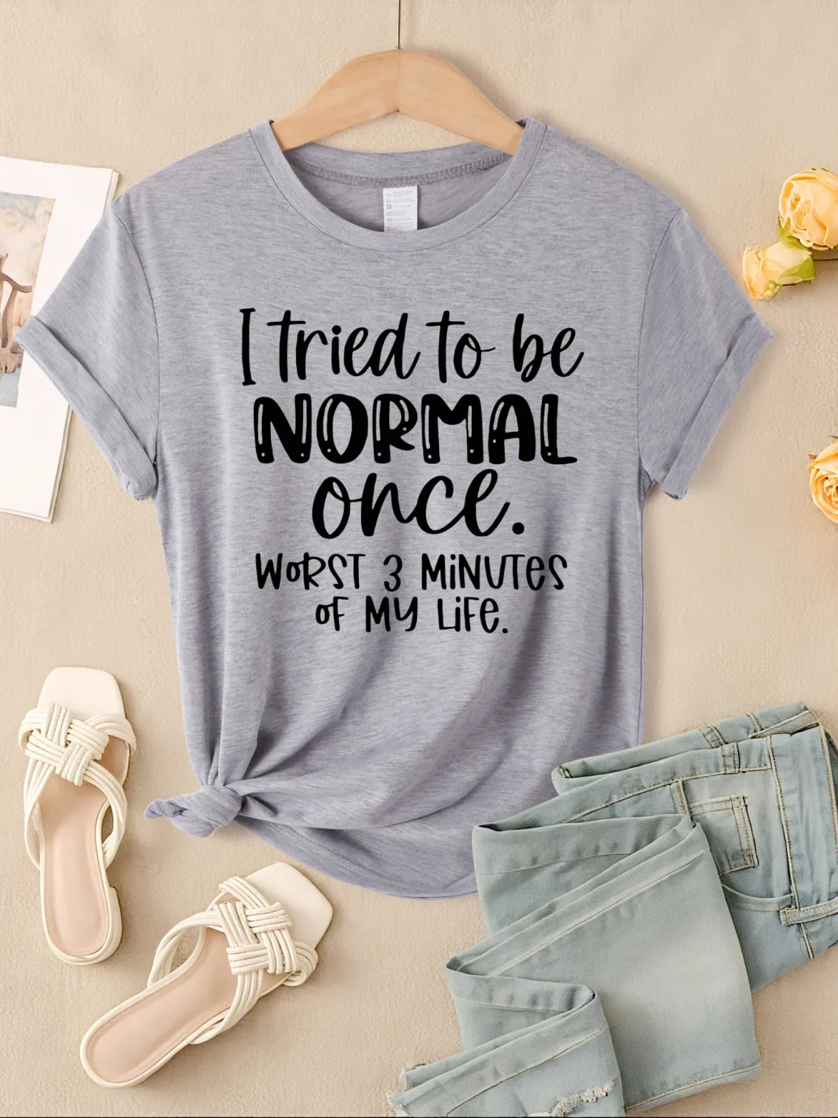 I Tried To Be Normal Once Print Women T-Shirts Fashion Short Sleeve Trendy Sports Clothes Casual Hip Hop Clothing_ecoleips.com